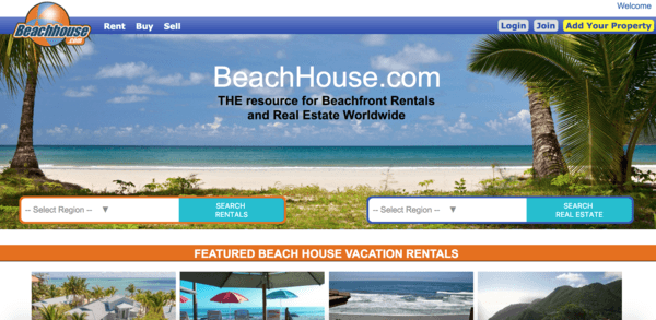 picture of beachhouse.com homepage