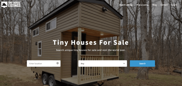 picture of tinyhouselistings.com hompage