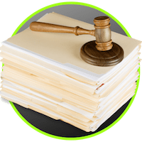 picture of a stack of files and a gavel